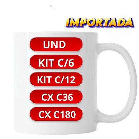 CANECA BRANCA DE CERAMICA IMPORTADA 325ML