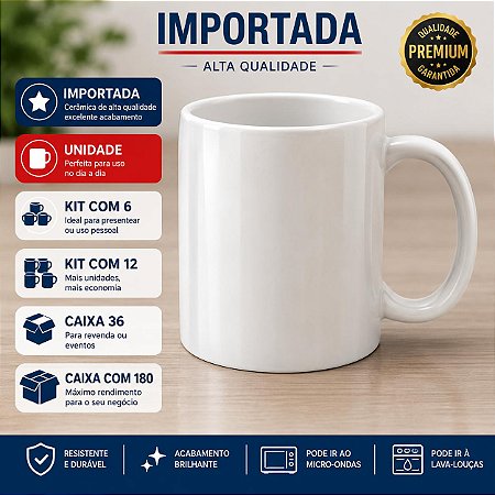 CANECA BRANCA DE CERAMICA IMPORTADA 325ML