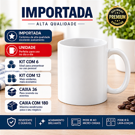 CANECA BRANCA CERAMICA 325 ML
