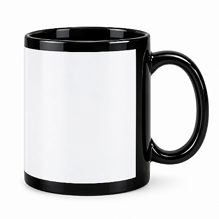 CANECA TARJA BRANCA PRETA 325ML JKB