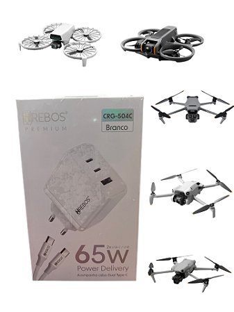Carregador Turbo 65w Drone Dji Air 3 Mini 4 Mavic 3 Avata 2