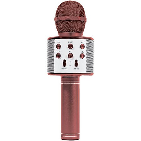 Microfone Karaoke Bluetooth Caixa De Som Grava Muda Voz Rosê