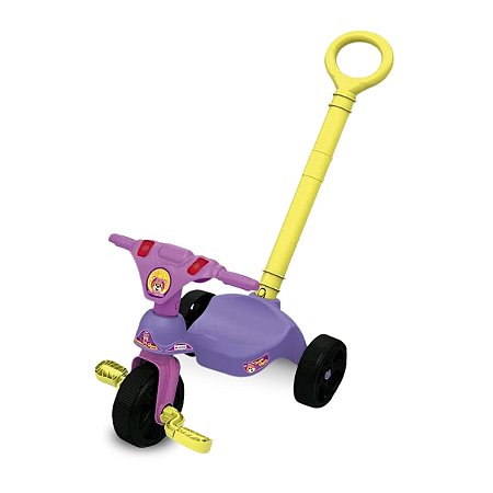 Motoca Passeio Com Puxador Empurra Triciclo Menina Rosa