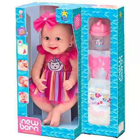 Boneca New Born Unique Collection Vestido Arco Iris 8202