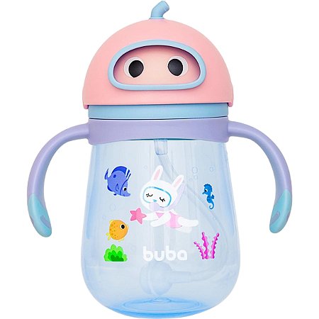 Copo De Treinamento Com Alça E Canudo Silicone Mergulho Buba