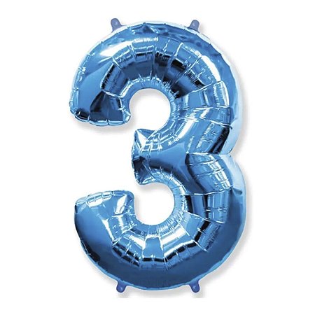 Balão GNR 16" Número 3 Azul
