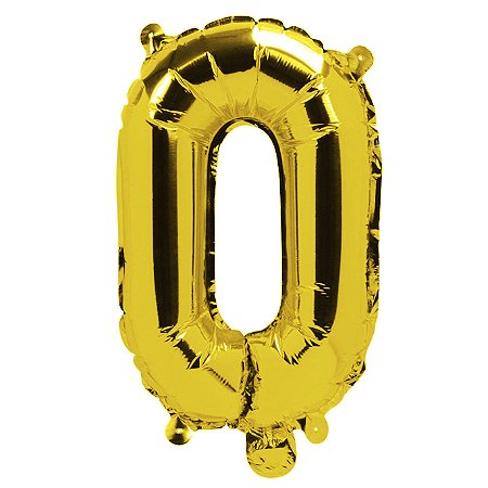 Balão Metalizado Número "0" Dourado 16 pol