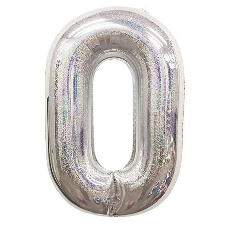 Balão Metalizado Número "0" Nacarado 16 pol