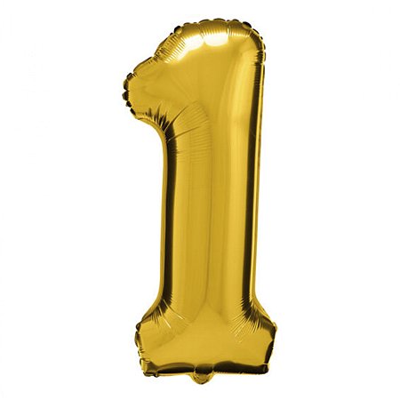 Balão Metalizado Número "1" Dourado 16 pol