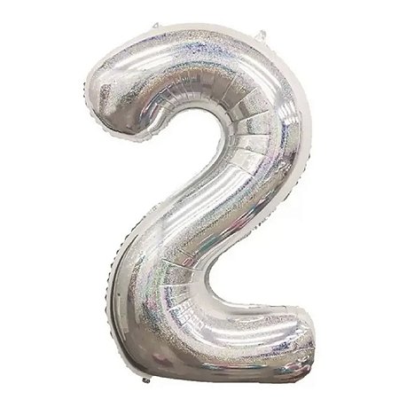 Balão Metalizado Número "2" Nacarado 16 pol