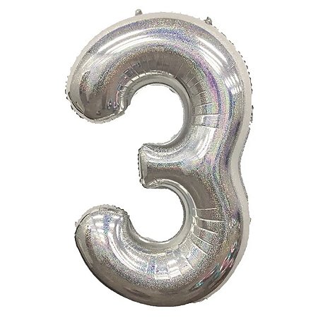 Balão Metalizado Número "3" Nacarado 16 pol