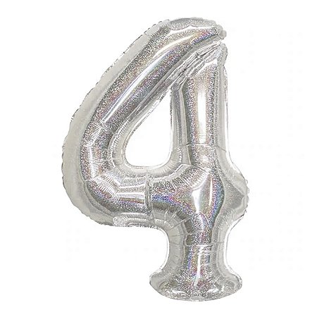 Balão Metalizado Número "4"  Nacarado 16 pol