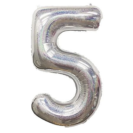 Balão Metalizado Número "5" Nacarado 16 pol