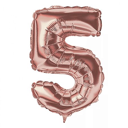 Balão Metalizado Número "5" Rosé Gold 16 pol