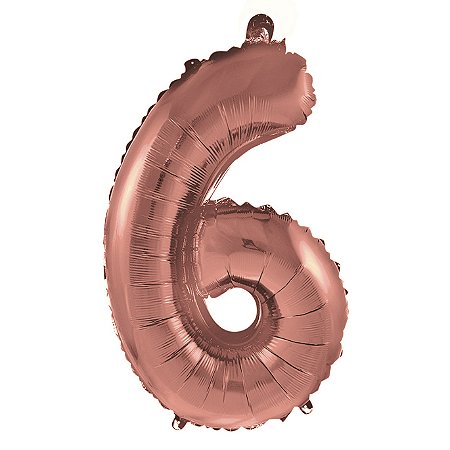 Balão Metalizado Número "6" Rose Gold 16 pol