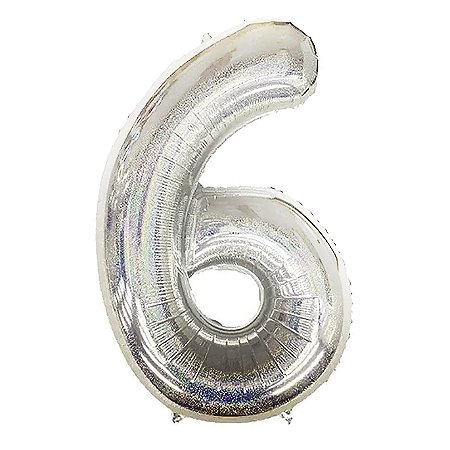 Balão Metalizado Número "6" Nacarado 16 pol