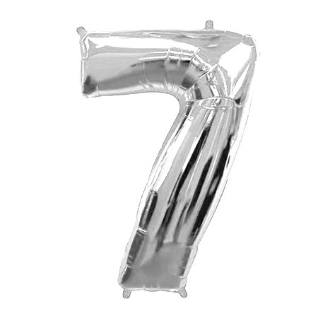 Balão Metalizado Número "7" Prata 16 pol