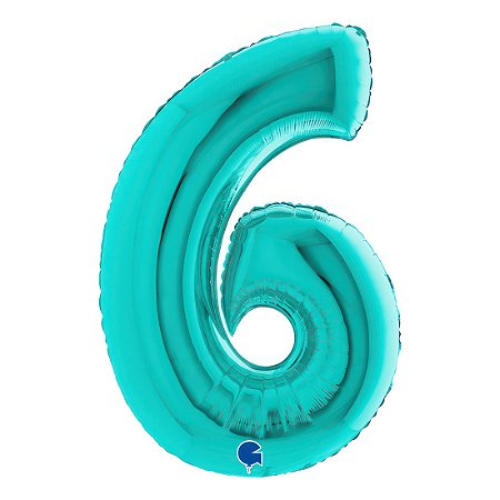 Balão GRABO 40" Número 6 Blue Tiffany