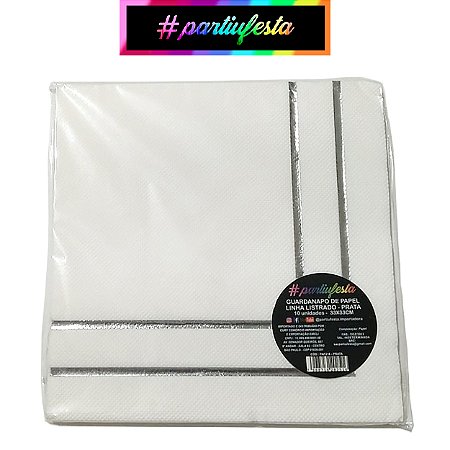 Guardanapo de Papel Branco Listrado Prateado #partiufesta