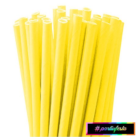Canudo de Papel Liso Amarelo (Candy) #partiufesta