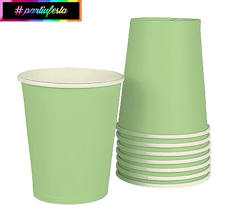 Copo de Papel 250ML Liso Verde Macaron (Candy) #partiufesta
