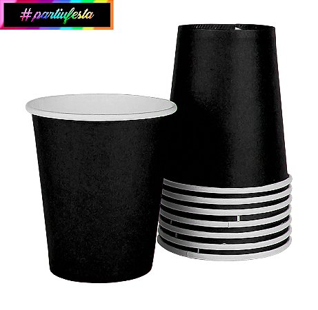 Copo de Papel 250ML Liso Preto #partiufesta