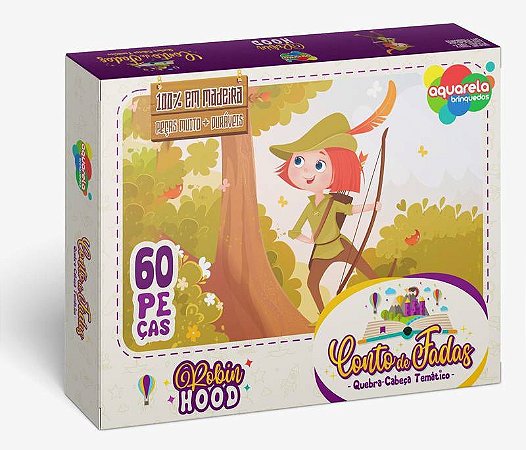 Jogo Quebra-cabeça 60  peças  Robin Hood - Aquarela Brinquedos