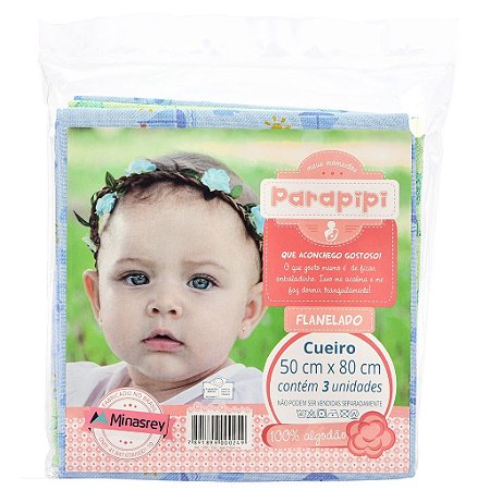 Kit 3 Cueiro Bebê Flanelado  Estampado 100% algodão Parapapi  escolha  Menino Menina ou Neutro
