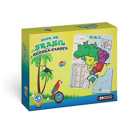 Brinquedo Quebra Cabeça Infantil Mapa Do Brasil Em Madeira