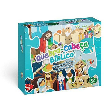 Jogo quebra-cabeça Bíblico 24 peças em madeira 4 títulos Arca de Noé / Jesus Ensina as Crianças / O Nascimento de Jesus