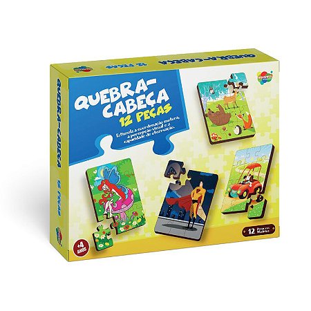 Jogo Quebra Cabeça Tabuleiro Mdf 30x21cm 12 Peças