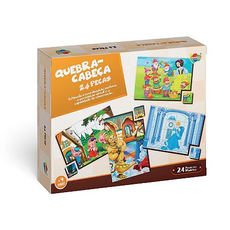 Jogo quebra-cabeça 24 Peças 100% madeira reflorestada Aquarela Brunquedos -  Magazine Stock