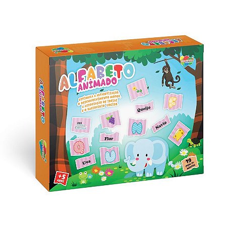 Jogo Alfabeto Animado -  79 Peças Em Mdf  Madeira Reflorestada  Aquarela Brinquedos