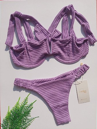 Biquíni laço com aro lavanda tex