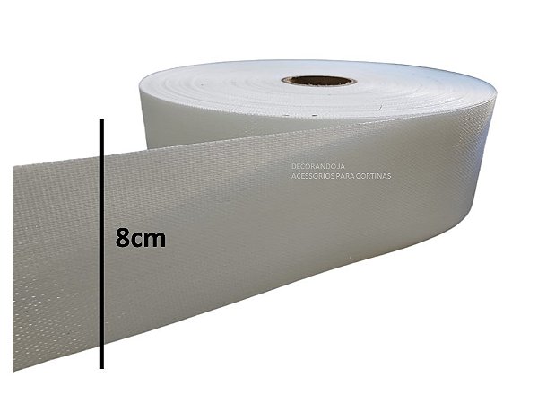 ENTRETELA PLÁSTICA POLIETILENO - LARG.8CM - COR BRANCA - ROLO COM 50 METROS