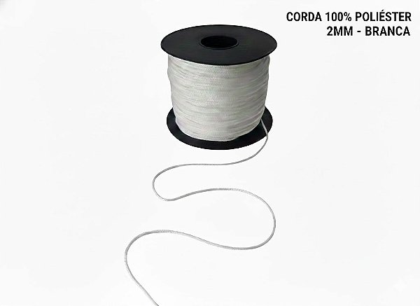 CORDA 2MM BRANCO - ROLO COM 200 METROS
