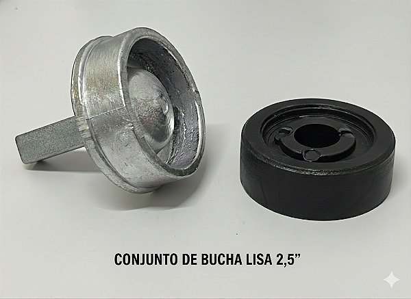 KIT BUCHA 2 1/2 POLEGADA LISA ALUMINIO COM PINO E BUCHA Nº 2 1/2 LISA PLÁSTICA COM FURO