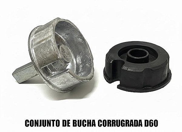 KIT BUCHA D60 ALUMINIO COM PINO E BUCHA D60 PLÁSTICA COM FURO