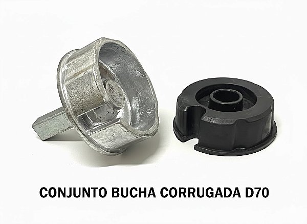 KIT - BUCHA D70 ALUMINIO COM PINO E BUCHA D70 PLÁSTICA COM FURO