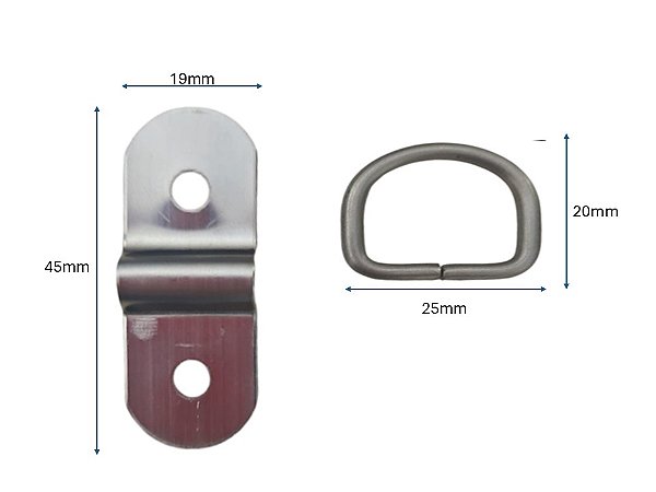 PITÃO COM MEIA ARGOLA DE TOMBAR PARA FIXAÇÃO DE TOLDO - 25MM X 20MM -NIQUELADO - COM 100 UNIDADES