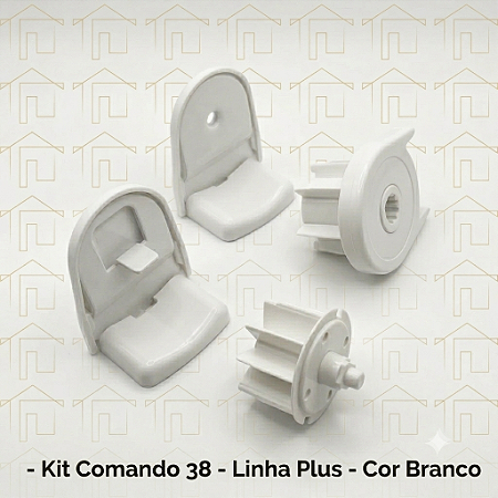 Kit Comando para Persiana/ Cortina Rolo - 38 - Linha Plus - Cor Branco - PACOTE COM 20 UNIDADE