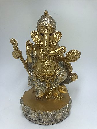 Ganesha Dourado Dançando 20cm