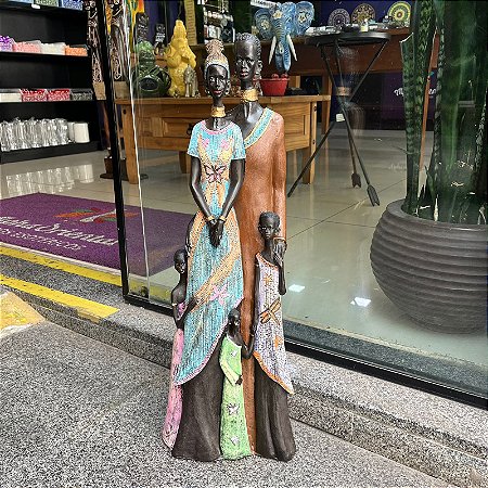 Estatueta Família Africana 63cm