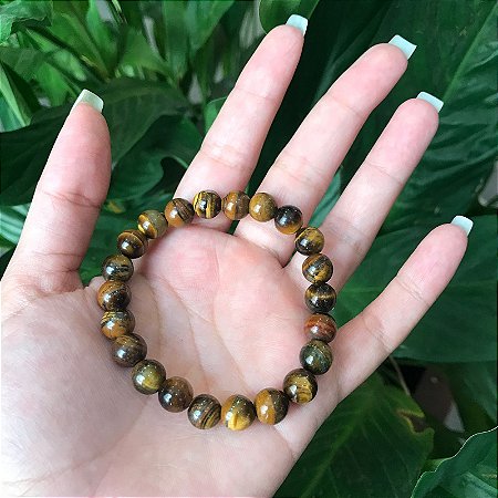 Pulseira Pedra Olho de Tigre 8mm - Proteção, Intuição e autoconfiança