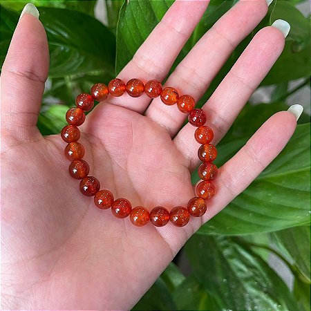 Pulseira Pedra Ágata de Fogo 8mm - Coragem e Autoconfiança