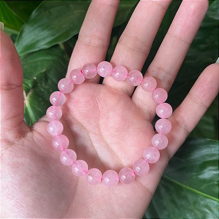 Pulseira Pedra Quartzo Rosa 8mm - Amor Incondicional, cura interior e paz