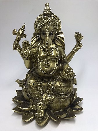Estatueta Ganesha na Flor de Lótus
