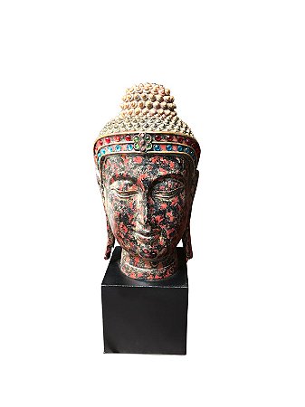Cabeça de Buda Decorada com Pedras