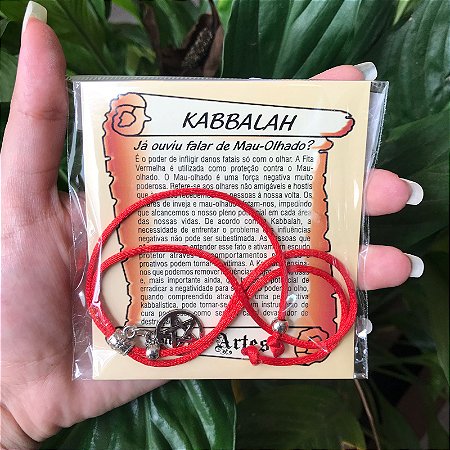 Pulseira Kabbalah Com Pingente Pentagrama - Proteção e Sorte