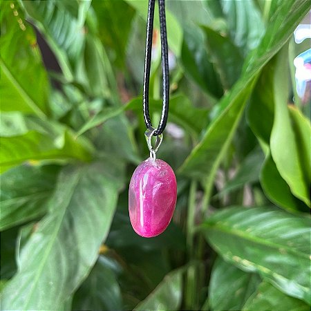 Colar de Pedra Ágata Rosa Rolada